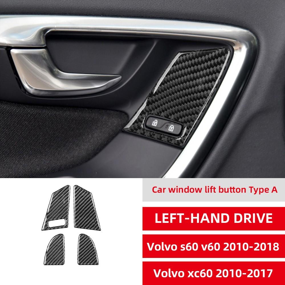 100% Real Carbon Fiber Car Window Lifter Switch Panel Cover Trim For Volvo S60 V60 2010-2018 Interior Decoration Sticker