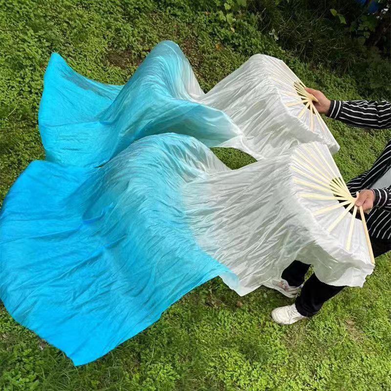 Длина Продажа Танцевальный веер Градиент Танцор Практика Имитация Длинные веера Танцевальный реквизит для выступлений Белый