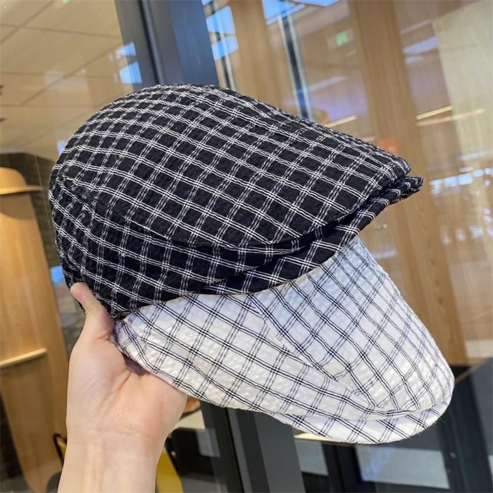 Кепки газетчика в стиле Y2k, корейская шляпа художника, ретро клетчатые береты, для улицы