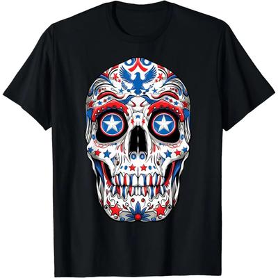 Футболка Sugar Skull 4 июля для женщин, мужчин и мальчиков, Fourth USA