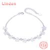 Lindon Women Zircon 925 Sterling Silver Jewelry Geometric Bead Chain Link Bracelet Fashion Fine Wedding Gift for Girlfriend