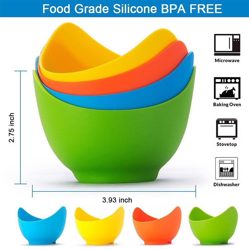 4Pcs/set Silicone Egg Boiler with Oil Brush, Egg Poacher Cups, Non-stick Anti-scalding, for Perfect Poached Eggs, Kitchen Tool