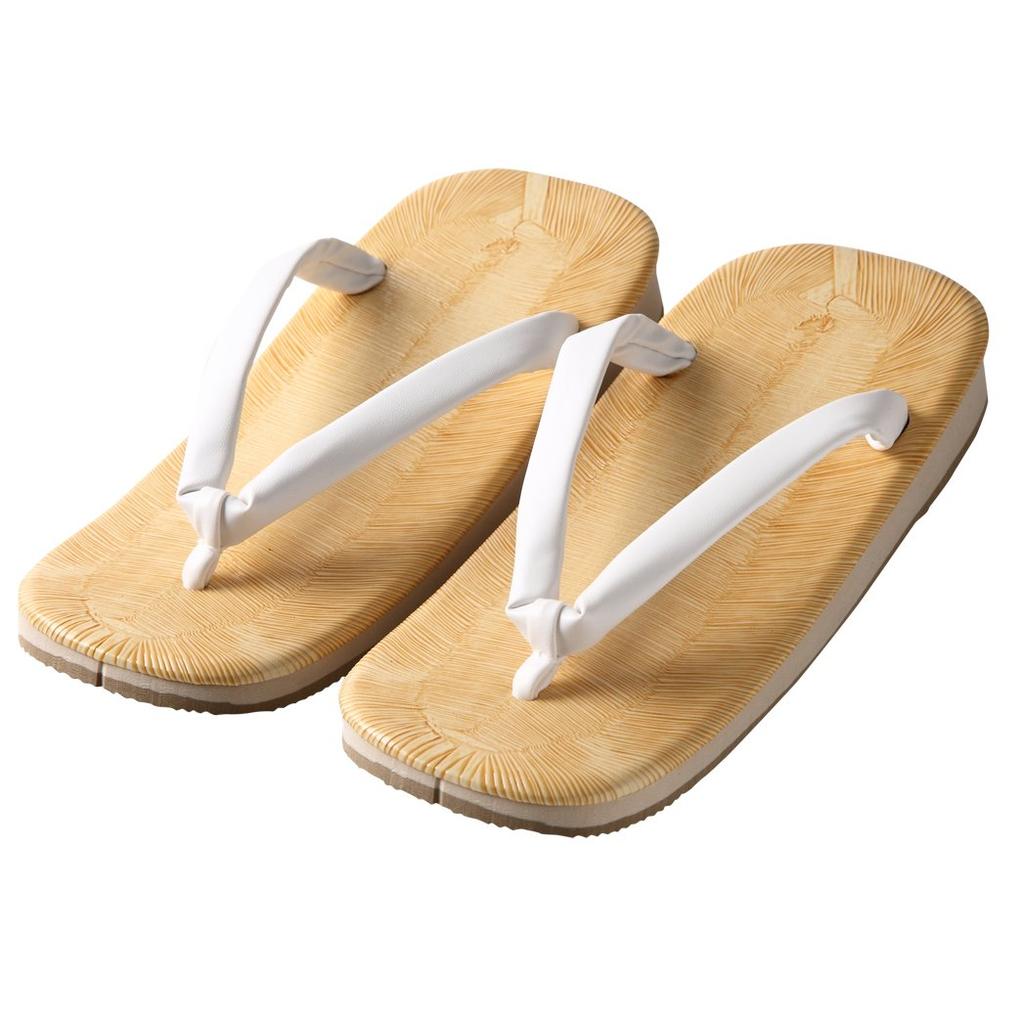 Edoten Geta Sandals with Sponge Soles, Cushioned and Comfortable for Legs and Back, Yellow Tatami, White, Size 3L (XXL), 28.5cm