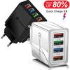 4 USB EU US Plug Charger Quick Charge 3.0 for Phone Adapter for iPhone 14 Pro Max Tablet Portable Wall Mobile Charger
