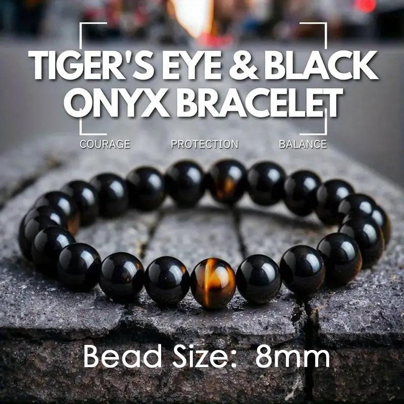 8 мм черный ониксовый браслет с бусинами для женщин браслет с подвесками из тигрового глаза для мужчин гематит уход ювелирные изделия аксессуар