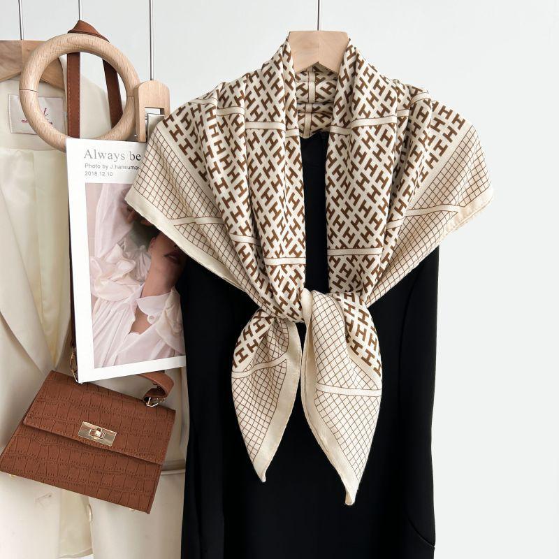 Autumn and winter new H letter printed bag head scarf women's multi-functional shawl imitation cashmere texture thin fashion scarf