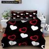 Love Heart Pattern King Queen Duvet Cover Women Heart-shaped Print Bedding Set Red Black Quilt Cover Polyester Comforter Cover