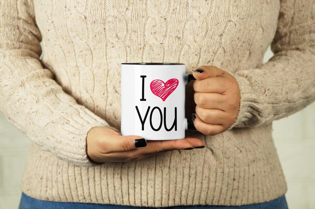 Inkdotpot Керамические кофейные кружки I Love You на 11 унций. Кофейные кружки отлично подходят для жениха, невесты, подарка на помолвку, холостяка и девичника.
