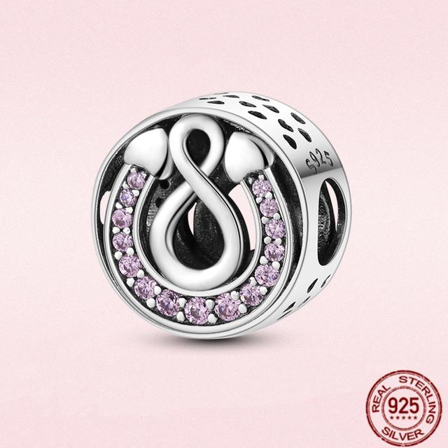 2023 New Pink Flowers Unicorn Flower Heart Mama Forever Love Beads Fit Original Fasion Glamour 925 Silver Bracelet Jewelry