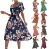 Women's Dresses Casual Small Floral Printed V-Neck Short Sleeve Dresses