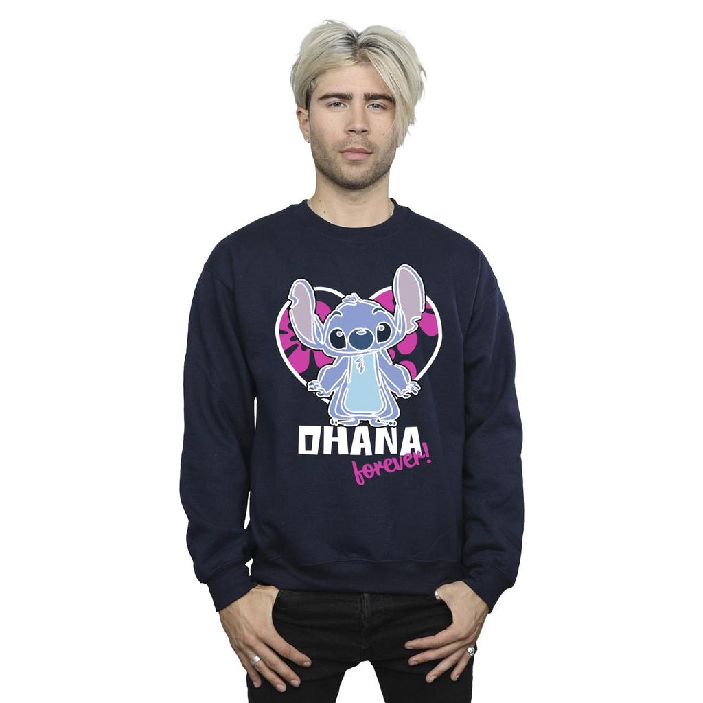 Disney Mens Lilo And Stitch Ohana Forever Heart Sweatshirt