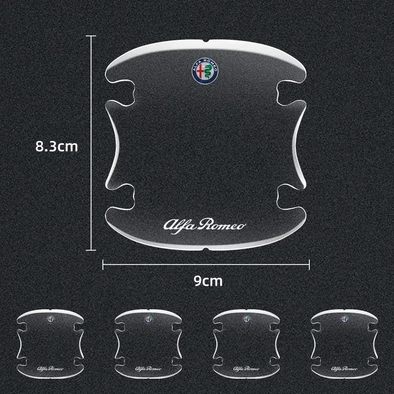 WFMJR1 Transparent Car Door Handle Bowl Protector Film Anti-Scratch Sticker For Alfa Romeo Giulia Stelvio MiTo Giulietta Tonale ALFA 4C