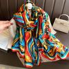 180*90CM Fashion Dustproof Big Bandanna Popular Satin Finish Silk Shawls Scarves Luxury Print Sunscreen Beach Towel