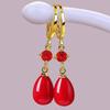 Золотые Красные Капли Воды Темпераментные Серьги с Бриллиантами: Рождественские гипоаллергенные серьги-подвески, модные и универсальные.