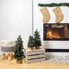 Sapin de Noël Artificiel - Creative Home - 30 cm - Vert foncé - Support en jute - Intérieur/Extérieur