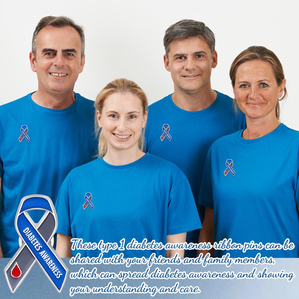 25 Штук Значков-Лацканов Awareness Диабета Тип 1 Предотвращение Диабета Диабетический Серый и Синий Ленточные Значки Для Диабетиков Типа 1 А