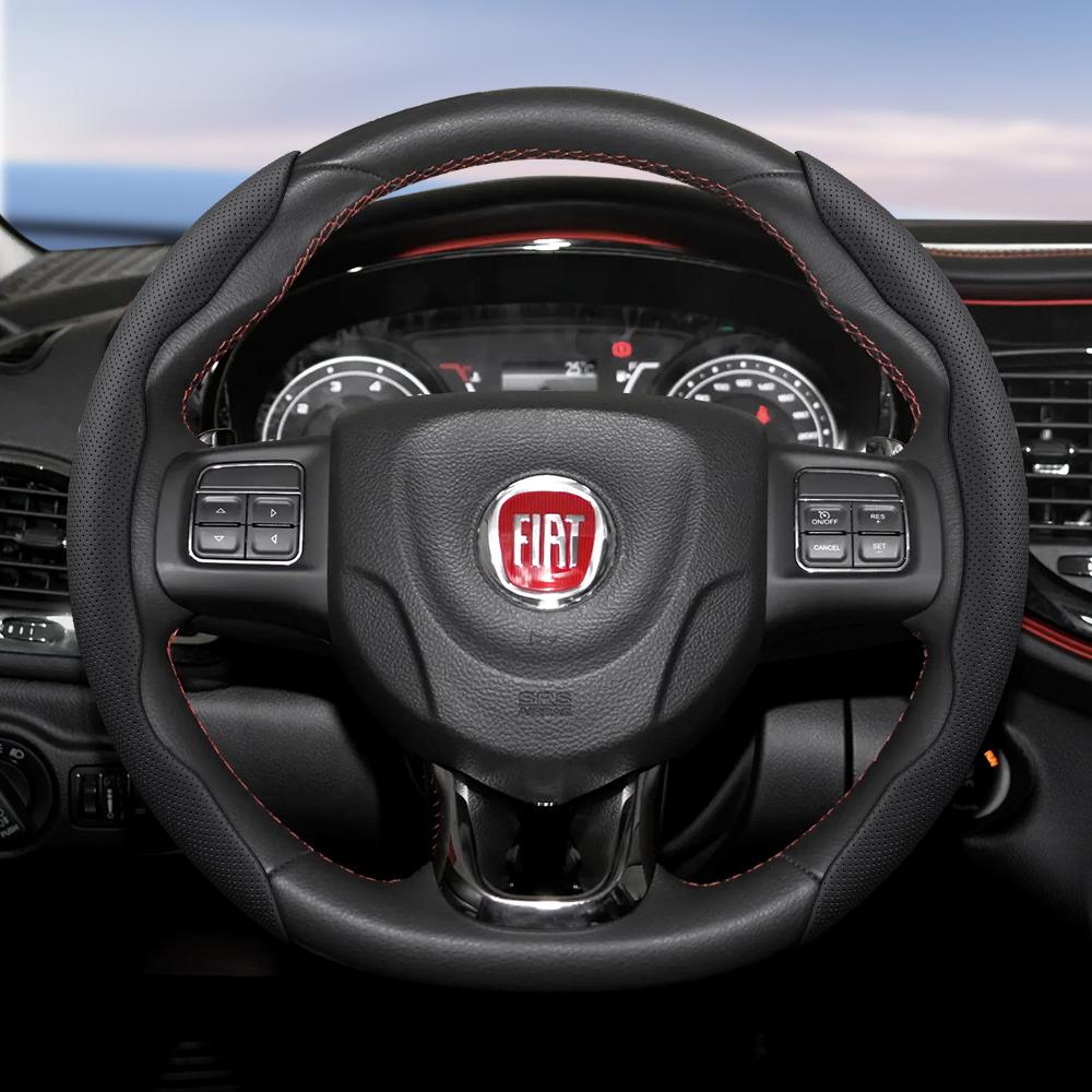 Подходит для Fiat Дышащая Перфорация Кожаная Накладка на Руль Сегментированная Конструкция Быстрого Крепления Нескользящая и Прочная 500 Grande Punto Evo Ducato Bravo