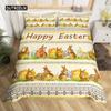 Пододеяльник с пасхальными яйцами и гномами, бабочками и цветами тюльпанов, комплект постельного белья из микрофибры, радуга, деревянная планка, кавайный гном, чехол для одеяла