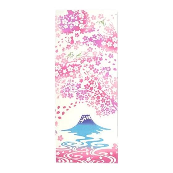 Miyamoto-Towel Kenema Made in Japan Tenugui 35x90cm Fujimi Sakura 50032 Cherry Blossom Motif Chusen Technique Artisan Dyed Cotton