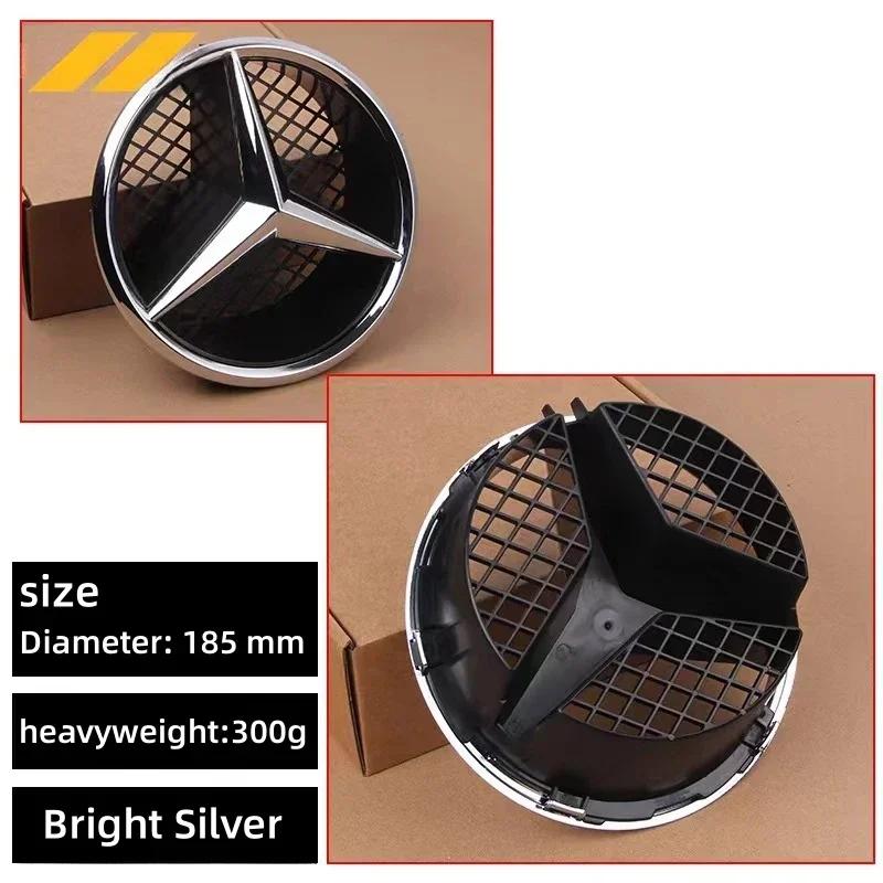 For Benz FS1Black border and silver border decoration W204 2006-2012 B/Vfor Mercedes Benz class 2005-10 Car Front Grilled Star Emblem Logo