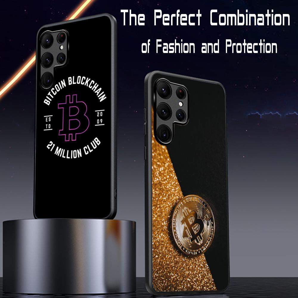 Стильный крутой чехол для телефона Bitcoin BTC для Samsung Galaxy S25 S24 S23 S22 S21 S20 Plus Ultra Note20 Мягкий Черный