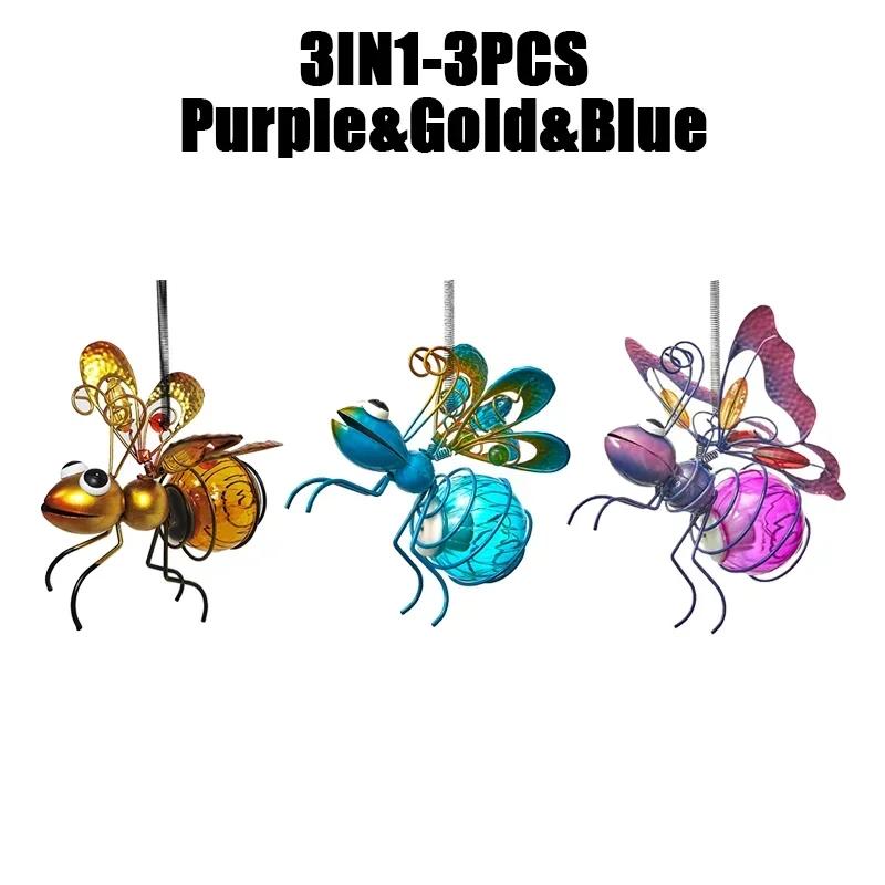 Портативный красочный светодиодный солнечный фонарь в виде пчелы, бабочки, стрекозы, феи для подвешивания на улице, с клипсой, для садовой вечеринки, праздничного ландшафтного декора