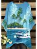 Women's large-size short-sleeved T-shirt, irregular hem design, digital printing four-season T-shirt
