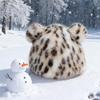 Осенне-зимняя модная рыбацкая шапка с леопардовым принтом для женщин, милая, с ушками маленького медвежонка, утолщенная для тепла, защита ушей, без полей