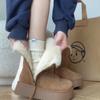 Side Zippered Snow Boots for Women with Plush Autumn and Winter Versatile Thick Soles and Elevated Short Boots