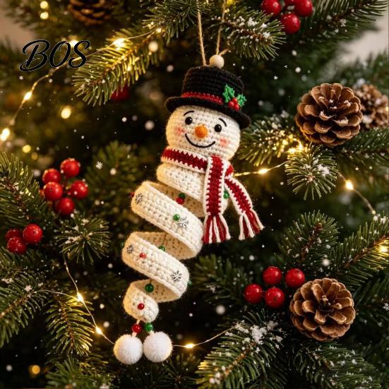 Winter Theme Gift DIY Crochet Snowman Door Hanger Kit, Handmade Holiday Craft Home Accents Set for Christmas Wall, Window, New Year Party Decoration