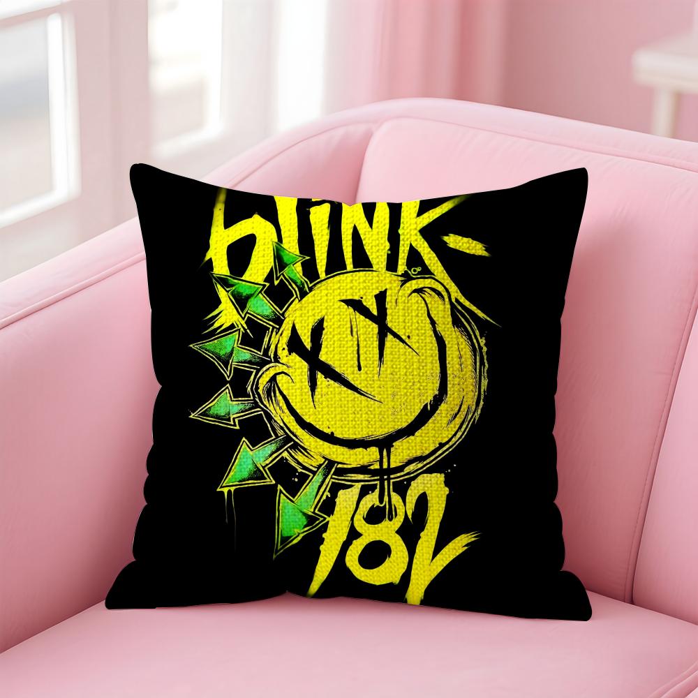 Band BBlink Cushion Cover Natural Linen Pillow Case DoubleSided Print Decorative Sofa Pillowcase Home Decor Gift