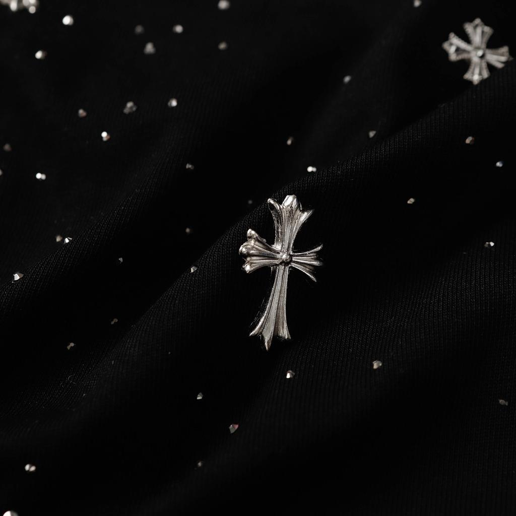 9992 CHROME HEARTS 2025 Лето Новая Высококачественная Хлопковая Круглая Горловина Свободная Футболка Большого Размера Для Мужчин и Женщин Парная Футболка