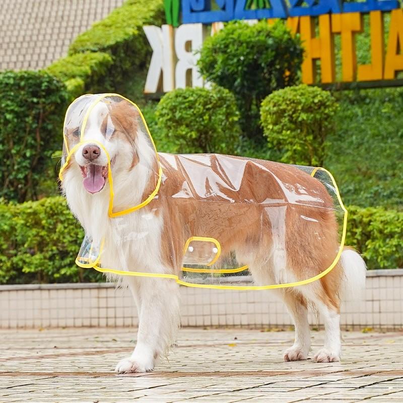 Дождевик для собак Прозрачная одежда для собак с капюшоном Водонепроницаемая куртка-дождевик для маленьких, средних и больших собак Товары для прогулок на свежем воздухе для домашних животных