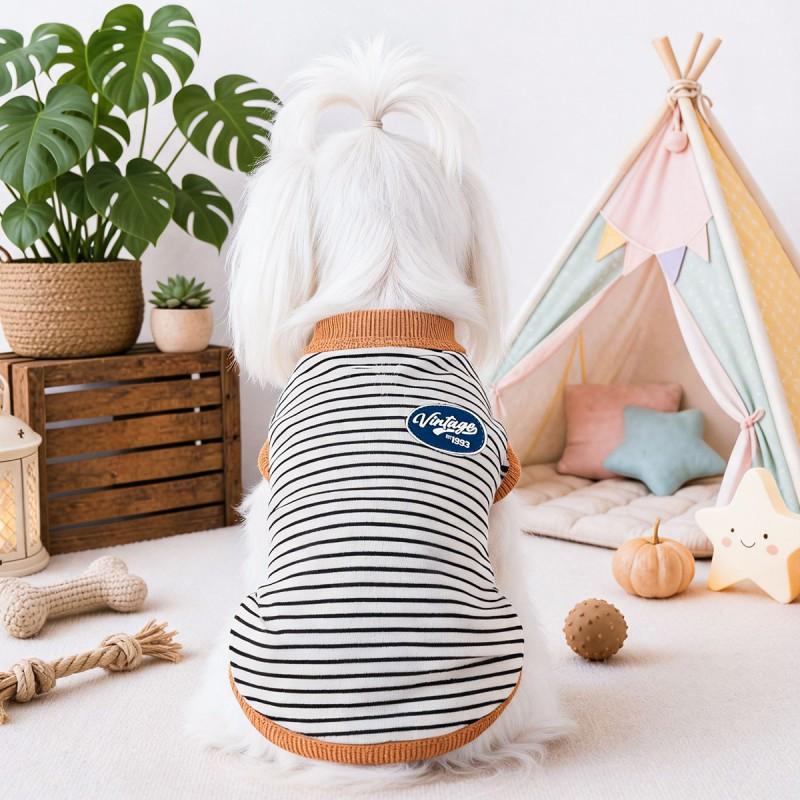 Pet Vest Sleeveless Striped Cotton Dog Cat Winter Casual Outfit Yorkshire Terrier Teddy
