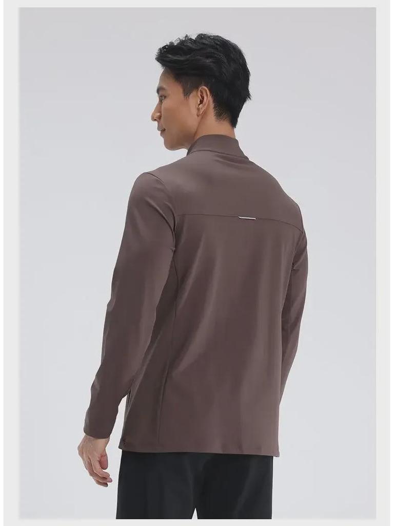 Мужская облегающая куртка с воротником-стойкой для йоги и бега