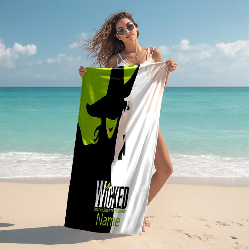 Personalized customized proof beach towel with Wicked pattern - soft, absorbent,quick-drying,perfect swimming,camping&bathing