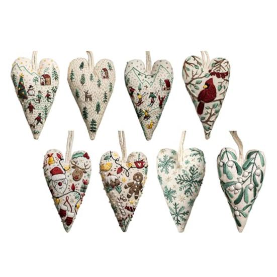 Набор для вышивания рождественского украшения, подвеска ручной работы в форме сердца, DIY украшение для подвешивания на елку, праздничная атмосфера вечеринки