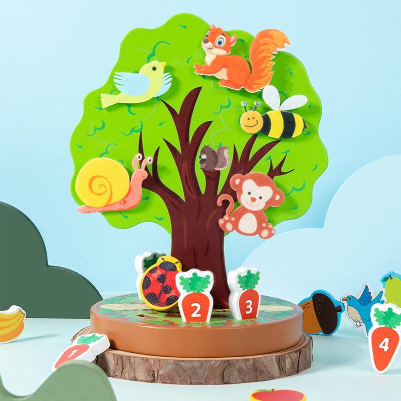 Wooden Educational Toy For Kids With Animal And Fruit Felt Stickers For Early Learning