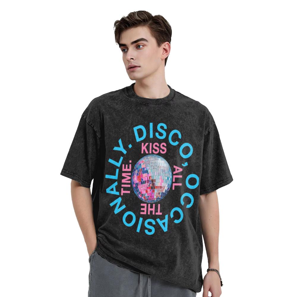 Harrys Styles Kiss All The Time Disco Occasionally Washed T Shirt 100% Cotton T-Shirts Aperture for Men Women Streetwear Tees