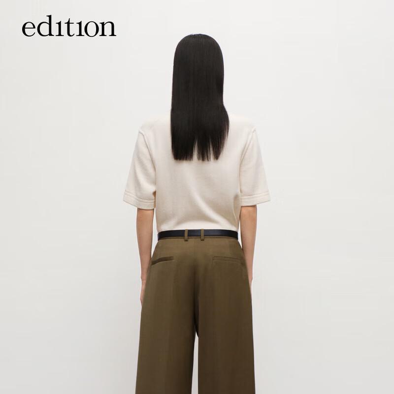 Женская вязаная футболка с круглым вырезом и коротким рукавом из чистого кашемира