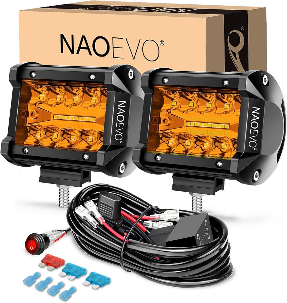 NAOEVO 4 дюйма 2 шт. светодиодные фары Pod Lights Spot Flood Combo светодиодные противотуманные фары для вождения 4x4 Off Road Фары рабочие фары для грузовика, лодки, квадроцикла, UTV, джипа
