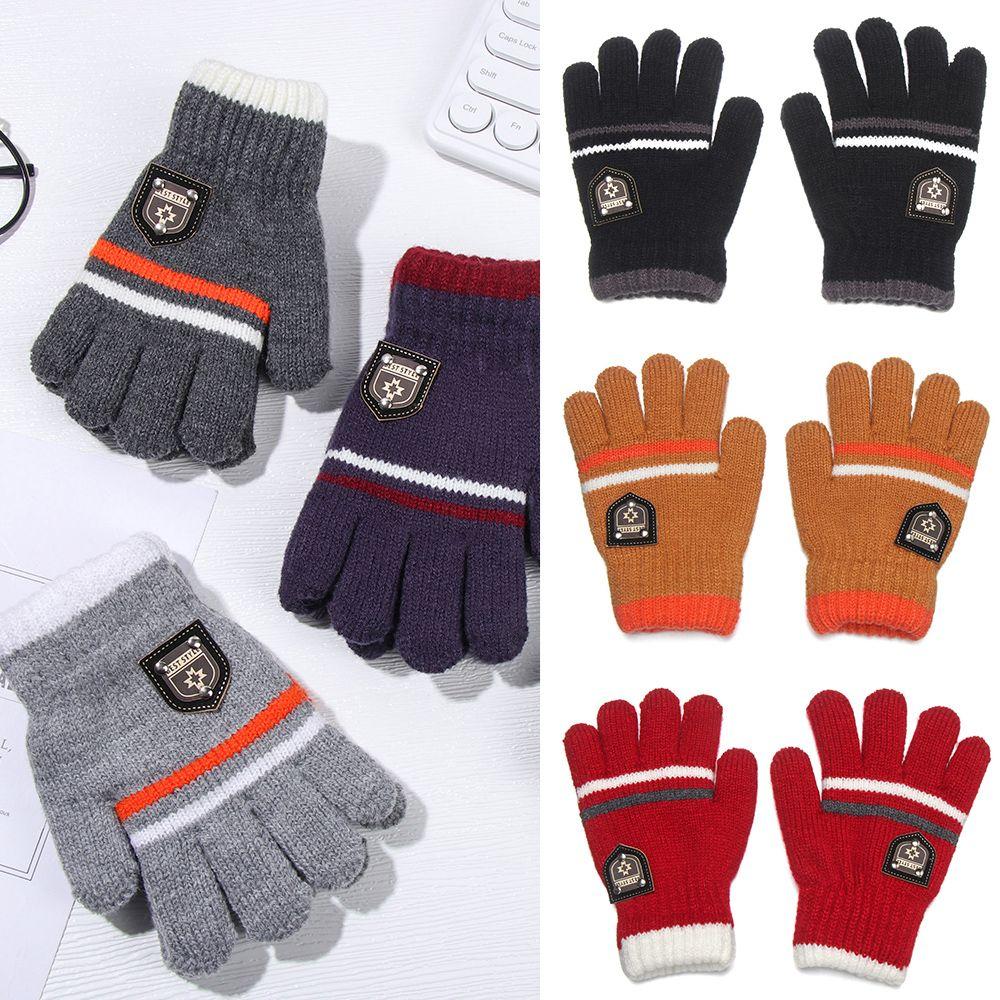Winter Autumn Boys Girls Warm Thick Children Kids Gloves Full Finger Knitted Gloves Mittens