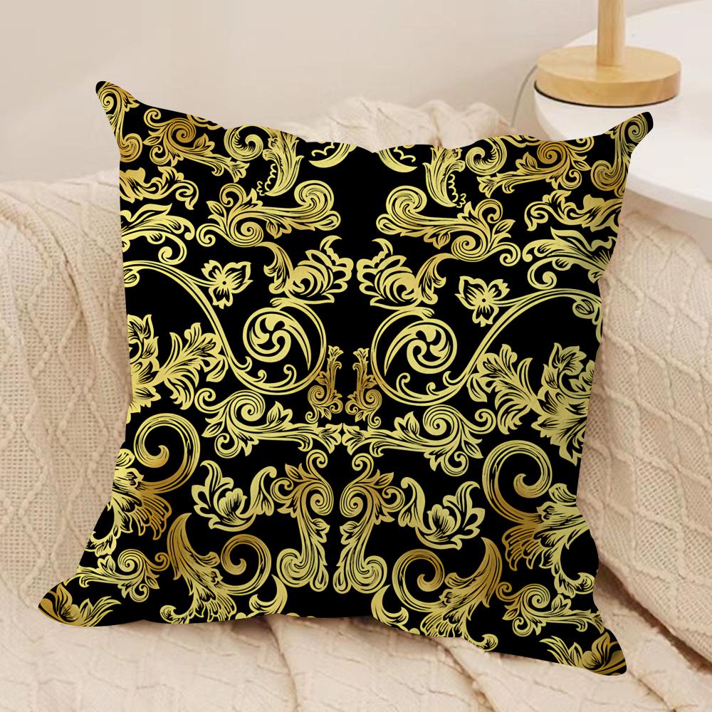 Gold European Style Retro Cushion Cover Silky Short Plush Invisible Zipper Dustproof Sofa Pillow Case for Home Decor