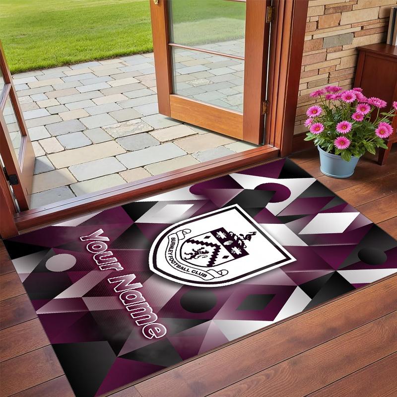 Crystal Velvet Rug Custom Name Text, Soft Non Slip Floor Mat Home DecorBurnley Football