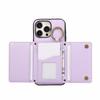 For iPhone 16 Pro Leather Back Cover Zipper Wallet Kickstand Phone Case with Shoulder Strap