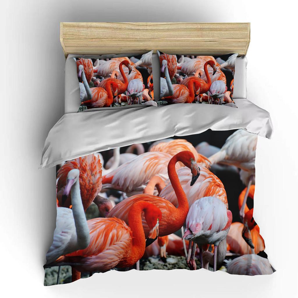 Мультяшный фламинго милый медведь каваи рождественский подарок двуспальный комплект постельного белья из микрофибры или полиэстера с пододеяльником