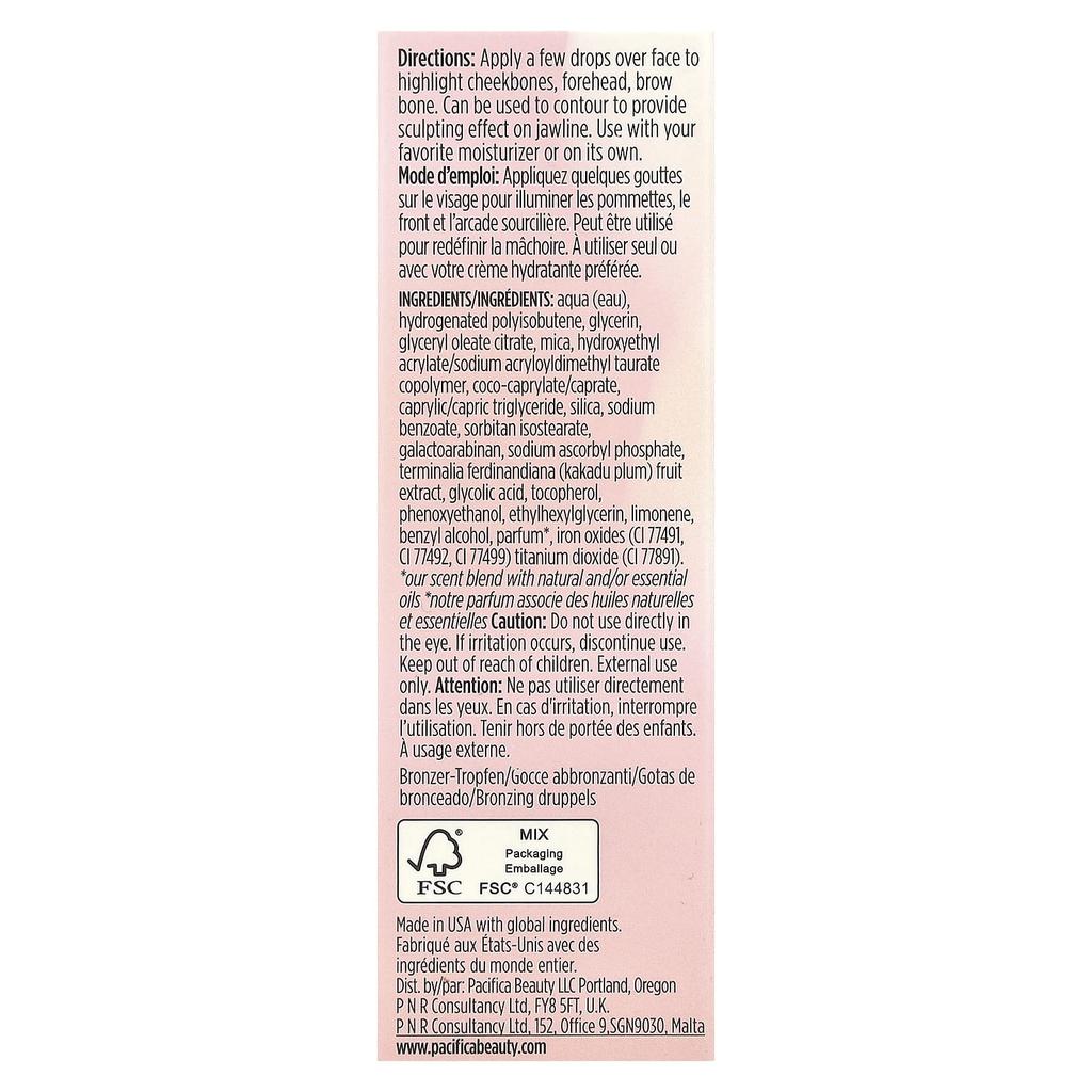 Pacifica Sunny Glow, Bronzing Drop, 1 Fl Oz (29 Ml)
