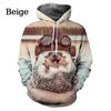 Cute Hedgehog Pattern Hoodie Spring Autumn Streetwear Long Sleeve 3D Animals Printed Hoodies Mens Fashion Loose Casual Pullovers