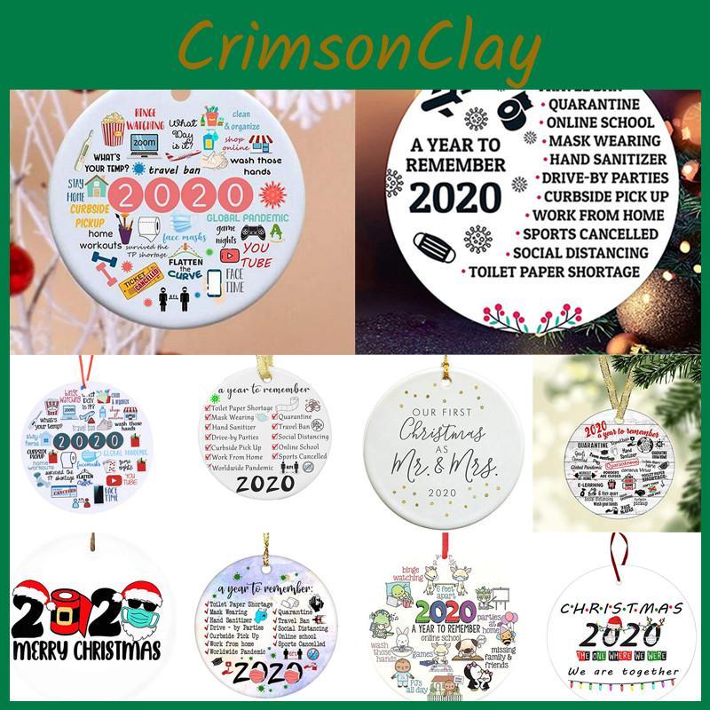 Unique 2020 Christmas Pandemic Ornament Circular Acrylic Tree Hanging Decor