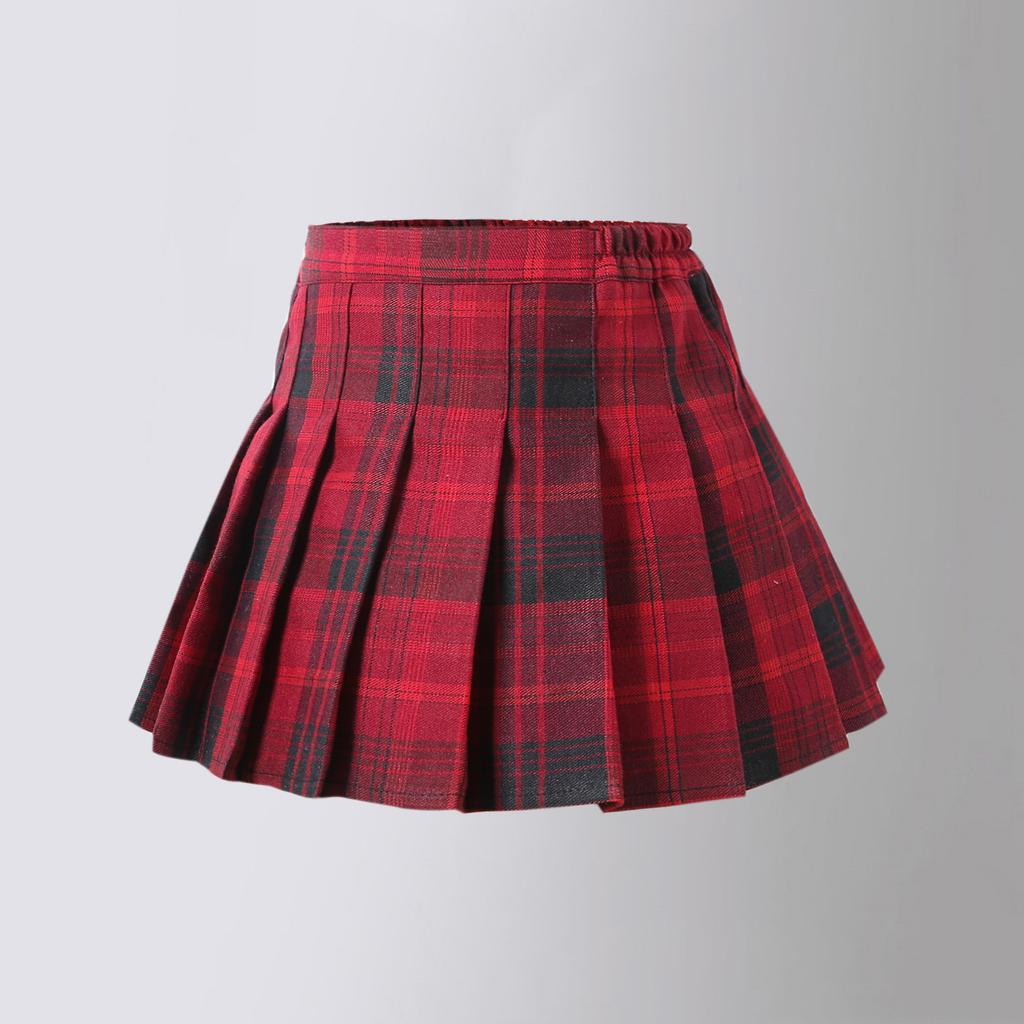 School Children Pleated Skirt Grey Formal Short Skirt Summer College Style Dance All-match Casual Solid Teens Girls A-line Skirt